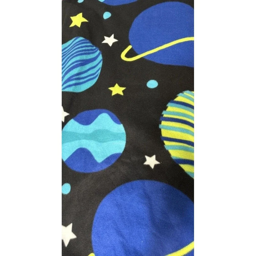 Handtied Fleece Blanket Solar System Reversible To Blue 58 Inches X 48 Inches